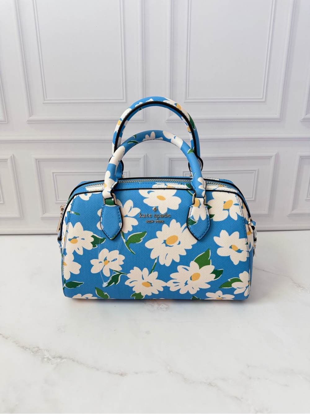 Kate Spade Madison Charming Daisy Duffle Crossbody Bag Blue Floral NWT $349